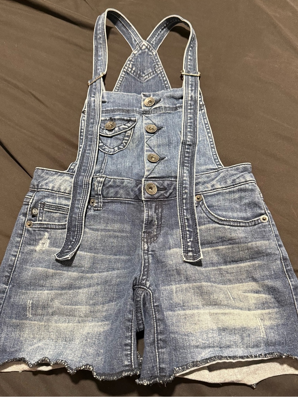 Sneak Peek Washed Blue Denim Short Overalls